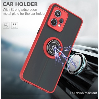 Realme 9 9i 9 Pro Plus Realme 8 8i 8 Pro 硬殼帶汽車磁性指環支架支架半透明啞光飾