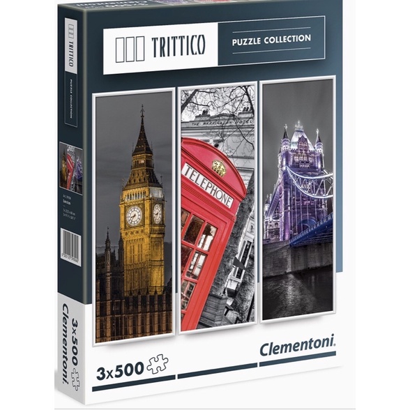 蝦拼圖-現貨 Clementoni 39306 拼圖 500片*3 幅 共1500片 英國 倫敦 風景 大笨鐘 倫敦塔橋