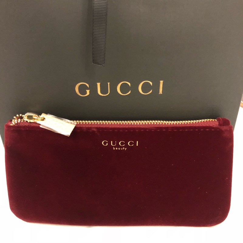 《新品現貨》Gucci古馳專櫃化妝包 質感絨布 附提袋
