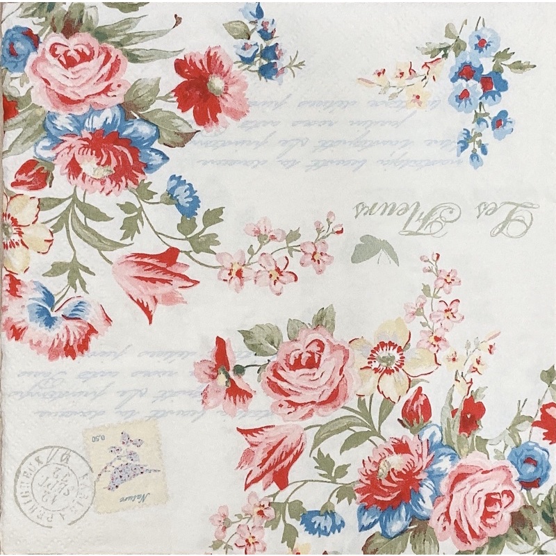 蝶古巴特花玫瑰英文字餐巾紙 33x33cm 4 1圖 蝦皮購物