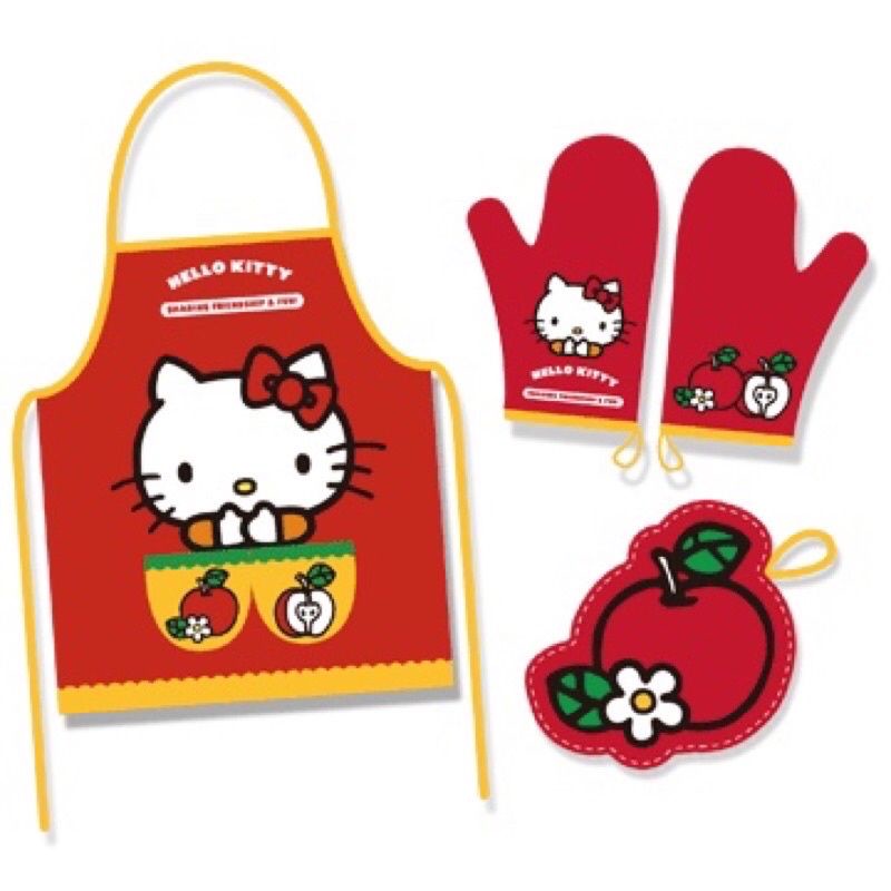 全新  全聯 Hello Kitty生活用品  圍裙手套組