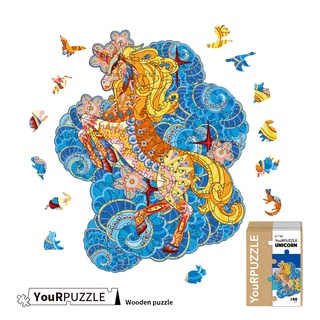 YouRPuzzle拼圖 臺灣現貨 獨角獸 檢驗合格木質動物拼圖 不規則木製拼圖 精美設計外盒