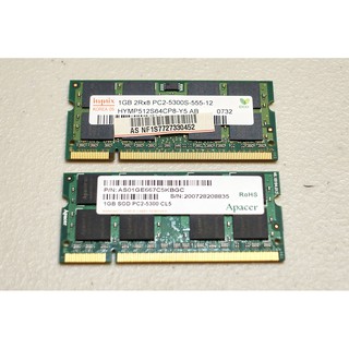 Hynix海力士 與 Apacer宇瞻 PC2-5300筆記型記憶體 1GB DDR2