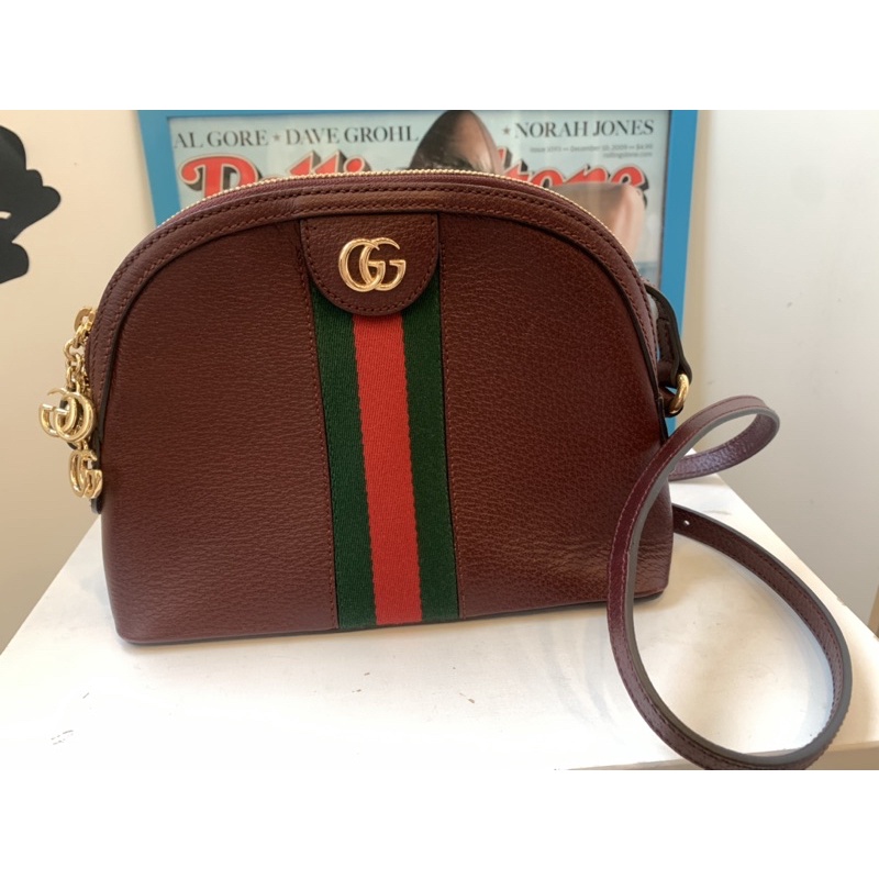 【包包】GUCCI 古馳 499621 Ophidia系列 牛皮貝殼包 肩背/斜背包(紫紅色)