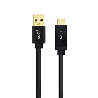 PX 大通 USB to Type C 傳輸充電線 1M 安卓適用 Type C裝置適用 快速充電 鍍金接頭 黑
