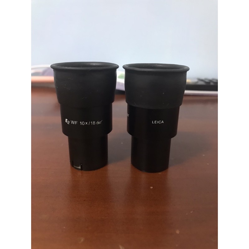Leica E2 WF 10x/18 顯微鏡原廠目鏡一對含測微尺與目鏡杯