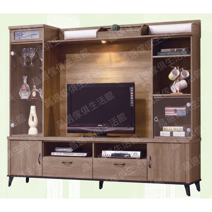 全新灰橡色7尺電視櫃 高低櫃 電視櫃 酒櫃 電視牆 展示櫃 收納櫃 置物櫃 衣櫃 電視櫃 抽屜櫃a4015 晶選傢俱 蝦皮購物