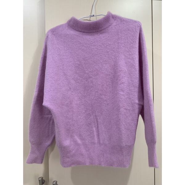 轉賣SNIDEL粉紫色小高領寬袖100%喀什米爾羊毛毛衣cashmere