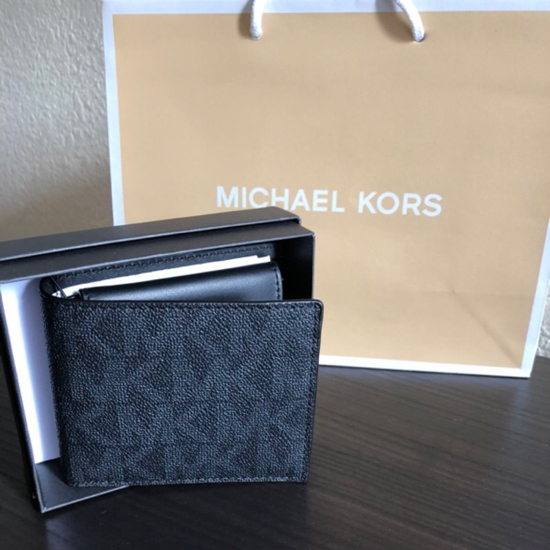 [美國代購正品🇺🇸] Michael Kors MK滿版字樣 男短夾禮盒 (附零錢袋）