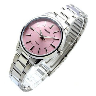 CASIO 卡西歐 不鏽鋼錶帶 女錶 防水50米 (粉紅面) LTP-1303D-4A