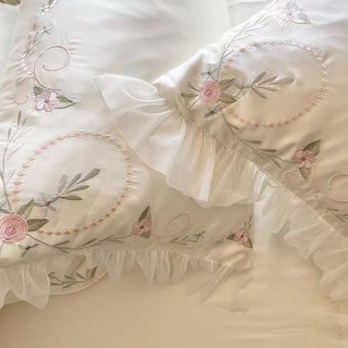 法式優雅80支天絲荷葉邊刺繡碎花床包組 素色床單被套枕套 ikea床墊尺寸 專櫃品質 雙人床包 雙人加大床包