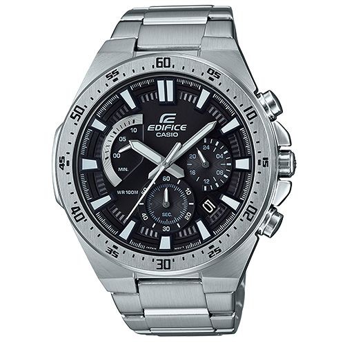 【CASIO】EDIFICE 經典商務三針三眼不鏽鋼錶-黑面(EFR-563D-1A)正版宏崑公司貨