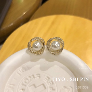 優選好物 S925銀針精緻鑲鋯珍珠耳釘法式高級感僊氣耳環韓國氣質網紅耳飾品 MAKT