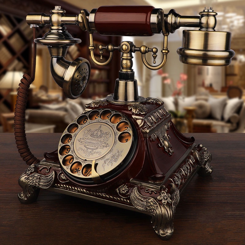 歐式仿古電話機老式復古家用座機時尚創意轉盤無線插卡電話