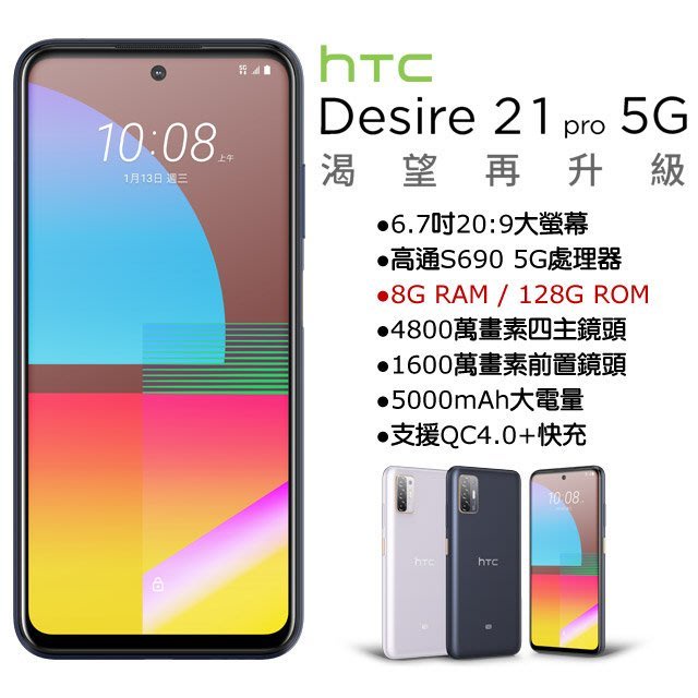 HTC Desire21 PRO 5G (8G/128G)(空機)全新未拆封 原廠公司貨 U20