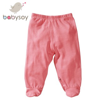 美國[Babysoy] 有機棉百搭彈性包腳長褲525 玫瑰粉