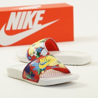 [MR.CH]NIKE BENASSI JDI PRINT 拖鞋 GD 花卉 白底 沙灘拖 男女 618919-176