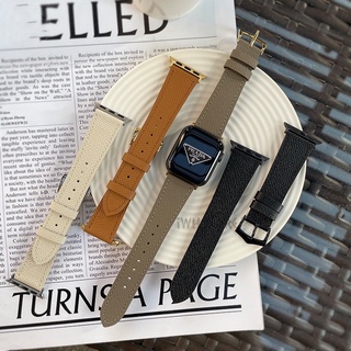 Apple Watch 新品普拉達紋真皮錶帶 適用 iwatch SE 1-9代 蘋果手錶 皮革錶帶 經典十字紋 高檔