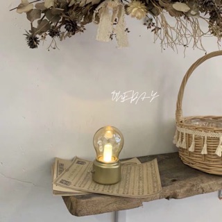 oneday 復古懷舊 小夜燈 燈泡燈 簡約 暖黃光 充電led床頭燈 桌面裝飾 臥室小夜燈 擺拍道具 家居擺件