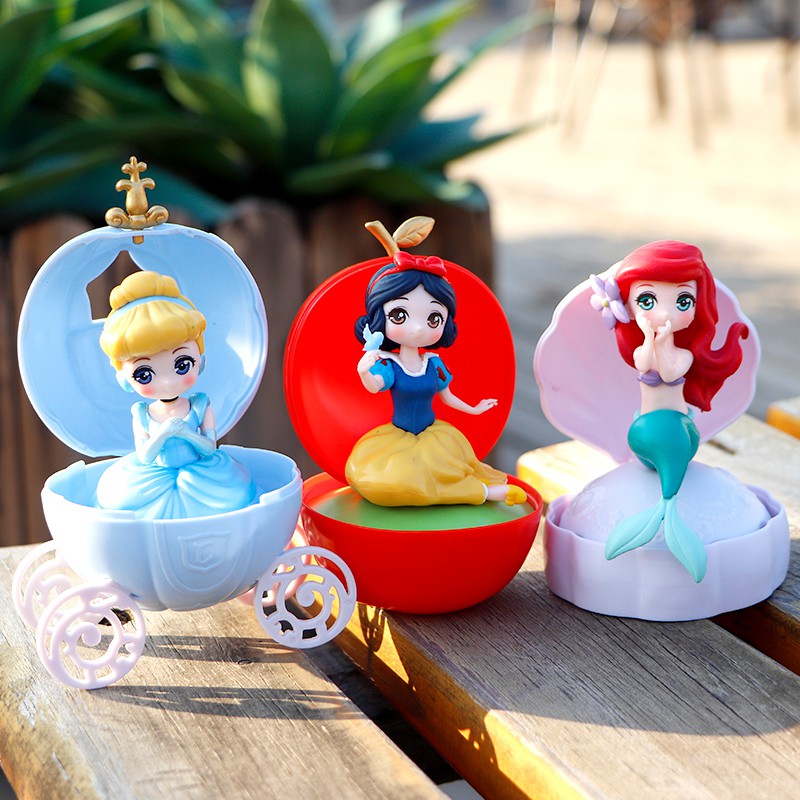 （現貨）3款整套迪士尼公主造型扭蛋灰姑娘 白雪公主 美人魚公主扭蛋玩具蛋糕裝飾模型公仔擺件
