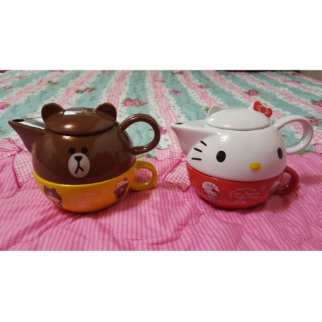 7-11 Line Friends X Hello Kitty 聯名造型下午茶杯壺組