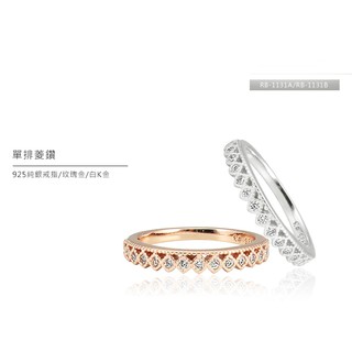 【Annshop小安的店】單排菱鑽戒指｜925純銀 百搭 線戒 RB-1131A-B