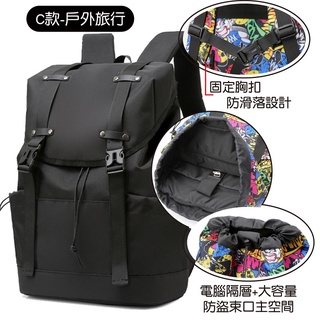 [臺灣現貨]【時尚USB 筆電後揹包】商務 防潑水 電腦包 容量 減壓 揹包 後揹包 書包 筆電 包包 筆電包 m