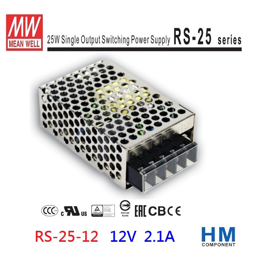 明緯 MW 電源供應器 RS-25-12 12V 2.1A 25W -HM工業自動化