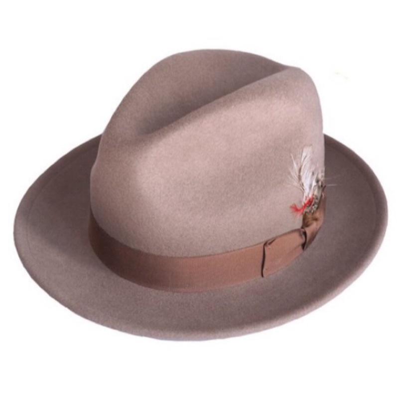 美國 NEW YORK HAT 手工紳士帽 - THE FEDORA 三凹長簷 紳士帽 - 杏仁色