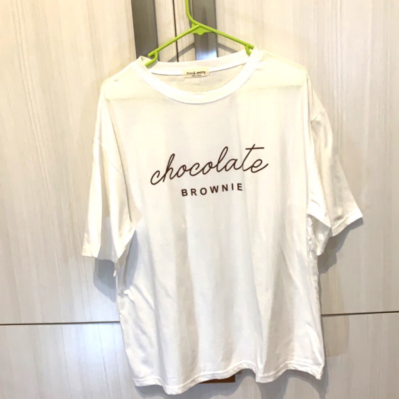 正韓巧克力布朗尼英文字母短袖T恤