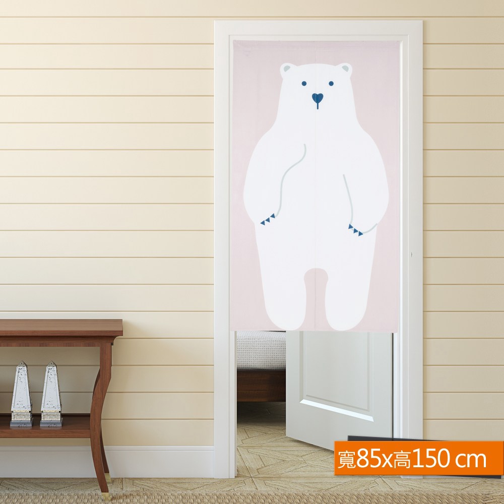 北極熊日式印花門簾 粉色 寬85x高150cm