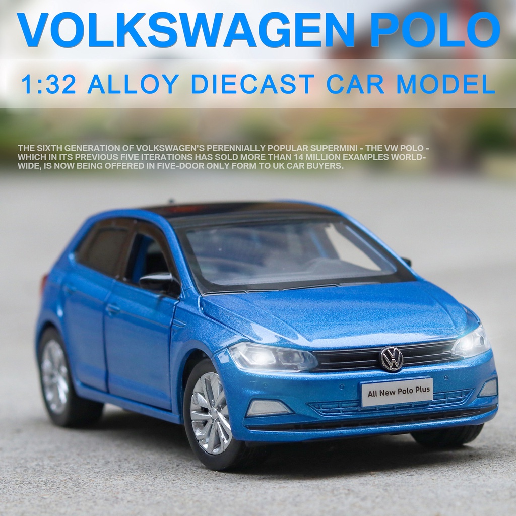 VOLKSWAGEN D.1:32 大眾 POLO 汽車模型合金壓鑄玩具車門可打開汽車卡車