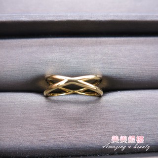 美美銀樓 9999黃金 線條交叉造型戒指(固定戒圍)