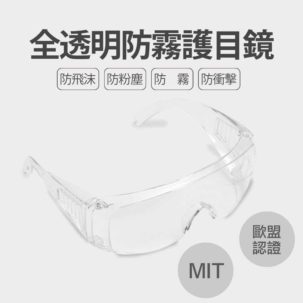 【保證現貨】台灣製造 全透明防霧 防塵 防飛沫 安全護目鏡 歐盟認證 生存遊戲可用 保護眼睛