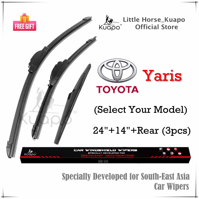 豐田 (前+後 3 件)Toyota Yaris 雨刮片套裝(選擇您的型號)YARIZ Kuapo Mrs.r 車窗雨刷