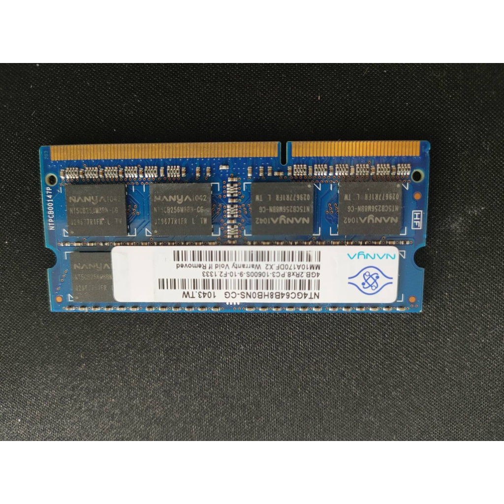 【NANYA 南亞】DDR3-10600S 4GB 2RX8 NT4GC64B8HG0NS-CG(拆機良品)