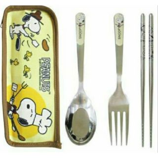 牛牛ㄉ媽*臺灣正版授權 史努比Snoopy三件式不鏽鋼餐具組 304不鏽鋼 環保餐具 SP-1277 廚師款