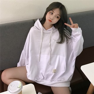 蔓莎💞2023秋冬新款韓版含棉純色寬松女式連帽衛衣女上衣女裝 衣服 女生衣著