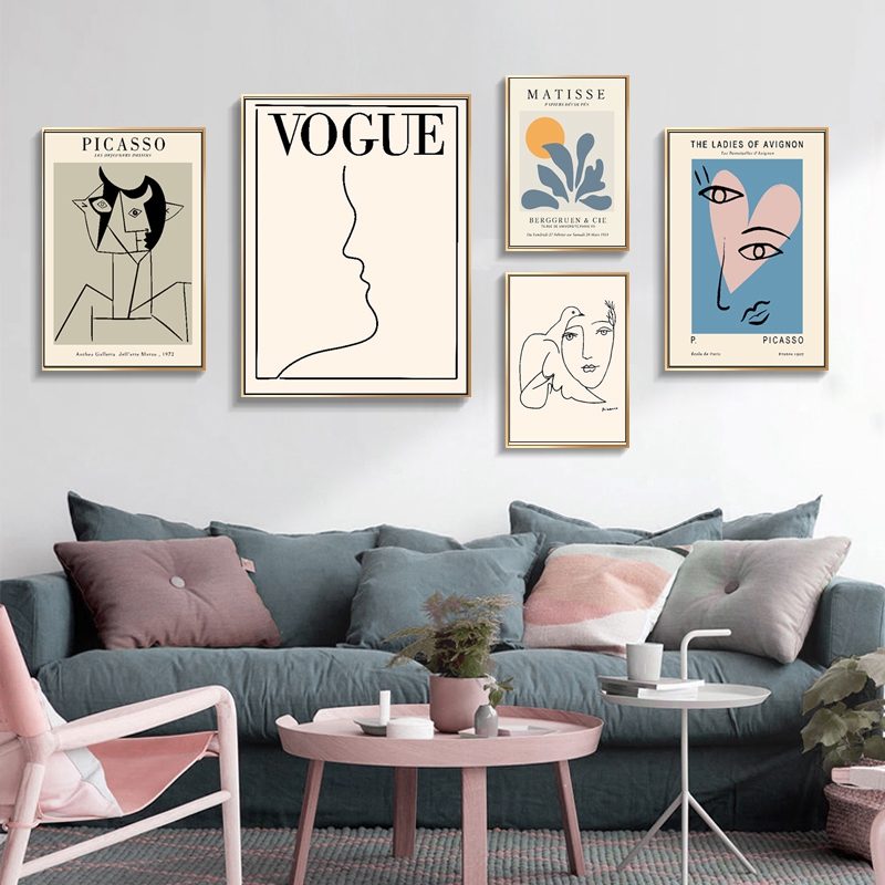Picaso Vogue Matisse 繪畫抽象 牆藝 術畫布 海報 圖片 牆圖片 家居裝飾畫