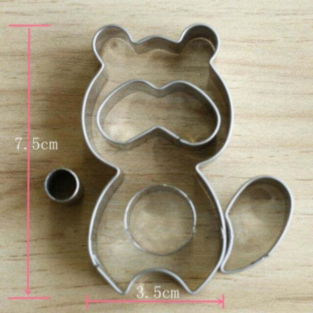 a浣熊抱杏仁組 餅乾壓模 烘焙用不鏽鋼 翻糖 動物系列
