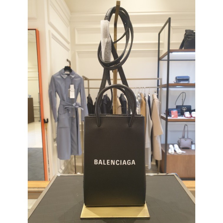 Balenciaga 593826 I Phone Shopper 購物袋造型小牛皮肩背包 黑色