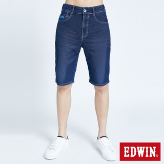 EDWIN 男款 迦績EJ3透氣寬鬆牛仔短褲(石洗綠)