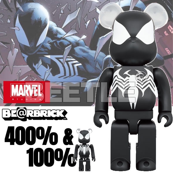 BEETLE BE@RBRICK 蜘蛛人 SPIDER MAN BLACK COSTUME 共生體戰衣 100 400%