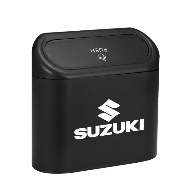 SUZUKI 汽車垃圾桶懸掛式汽車垃圾箱儲物盒黑色 Abs 方形按壓式垃圾桶汽車內飾配件適用於鈴木 Vitara Swi