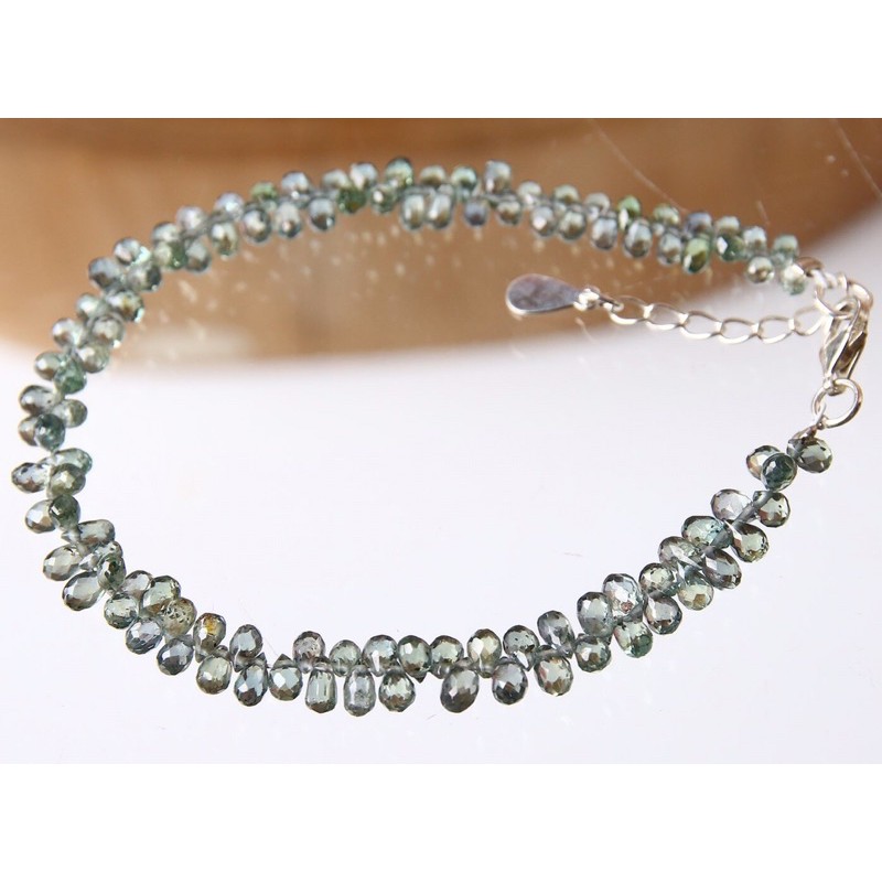 8150 (特級100%天然鑽切水滴綠色藍寶石手鍊5.88克)手鏈手環手串珠寶仙女仙氣氣質禮物