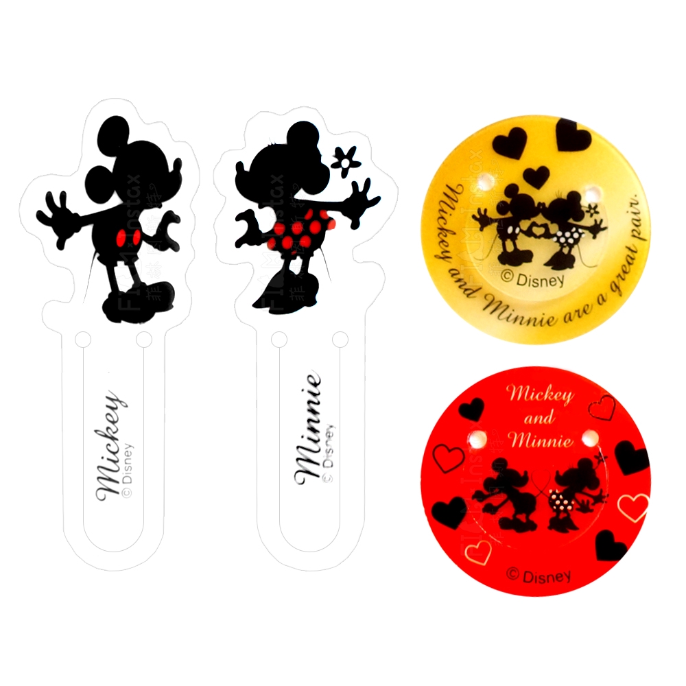 Disney 迪士尼【 米奇米妮剪影 書籤 】日本進口 Mickey Minnie 共20枚 重點標記 菲林因斯特