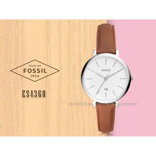 FOSSIL ES4368 文青指針女錶 皮革錶帶 白色錶面 日期顯示 全新品 保固一年 開發票 國隆手錶專賣店