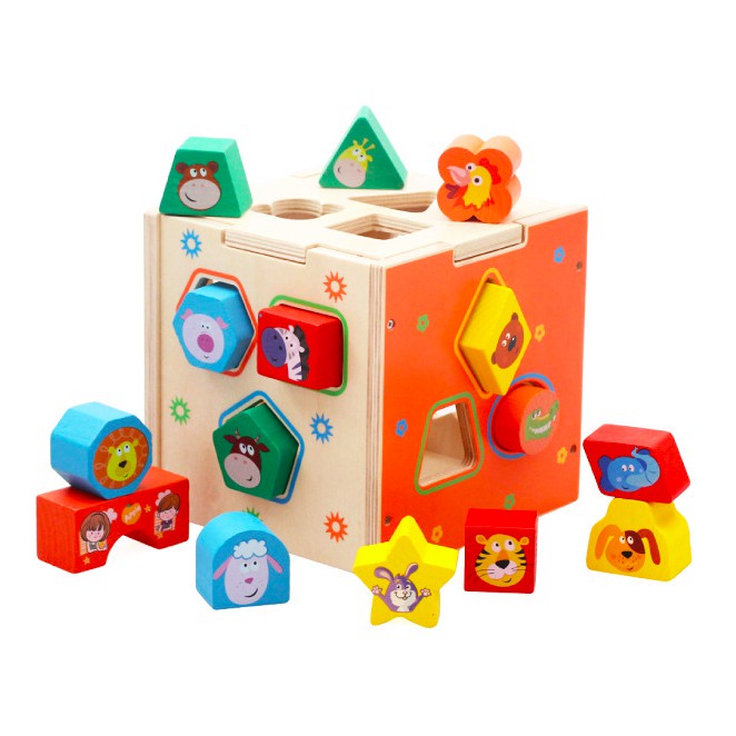 木製幾何形狀配對動物形狀智力盒  晴晴百寶盒 可愛動物積木 學前教育 益智遊戲玩具 禮物禮品 CP值高 P065