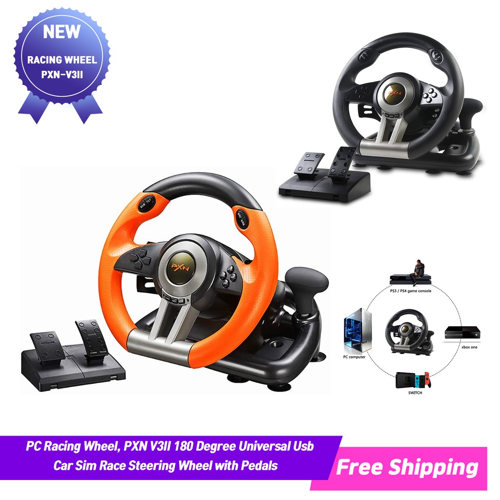 Pc 賽車輪 Pxn V3ii 180 度通用usb 車載sim 賽車帶踏板的踏板 用於ps3 Ps4 X 蝦皮購物