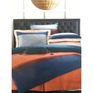 <家有好眠寢具>藍橘條紋 100%天絲7件式床罩組/4件式鋪棉床包組/天絲夏包組